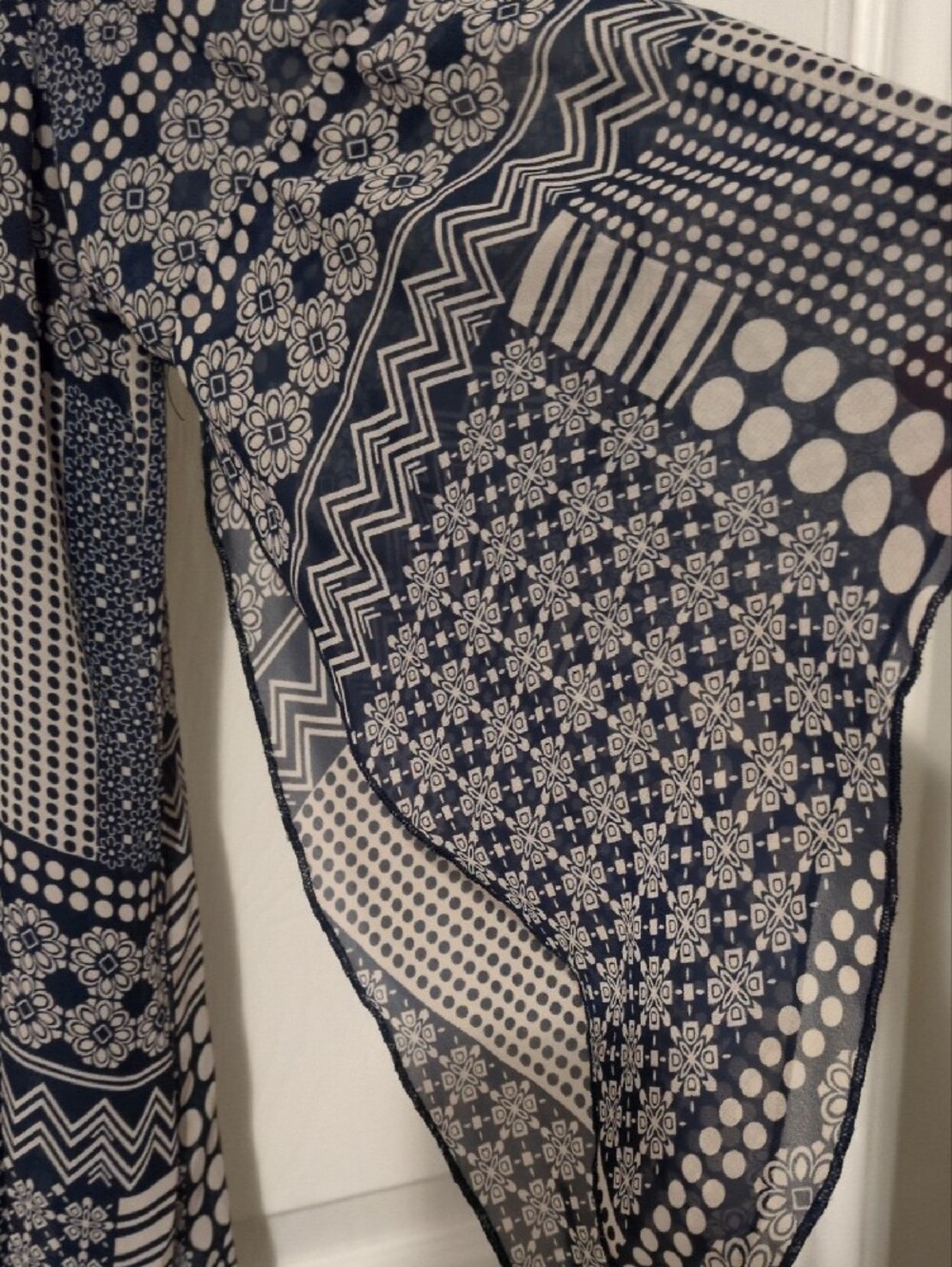 Tribal Navy and White Geometric Print Tunic - Picture 3 of 12